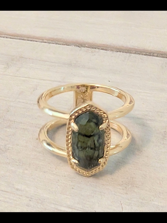 Kendra Scott Jewelry - Kendra Scott Elyse Double Band Ring Gold And Sage Mica Size 8